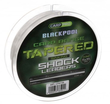 Конусный шок лидер "CARP PRO" "Blackpool Sink Tapered Mono" 0.255-0.56 мм. 5х15 м. CP4726