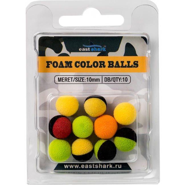 Искусственная насадка "EAST SHARK" "ZIG-RIG Foam Color Ball" 10 мм. (уп. 10 шт.)